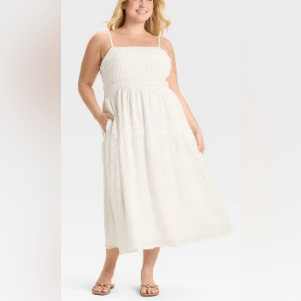 Women’s Smocked Midi A-Line Dress 2x